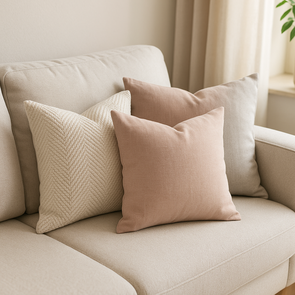 Cojines decorativos de lino tonos pastel