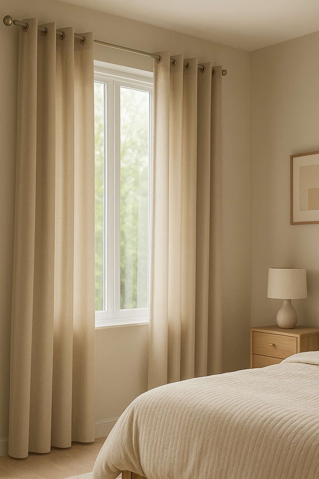 Cortina de habitación color beige 