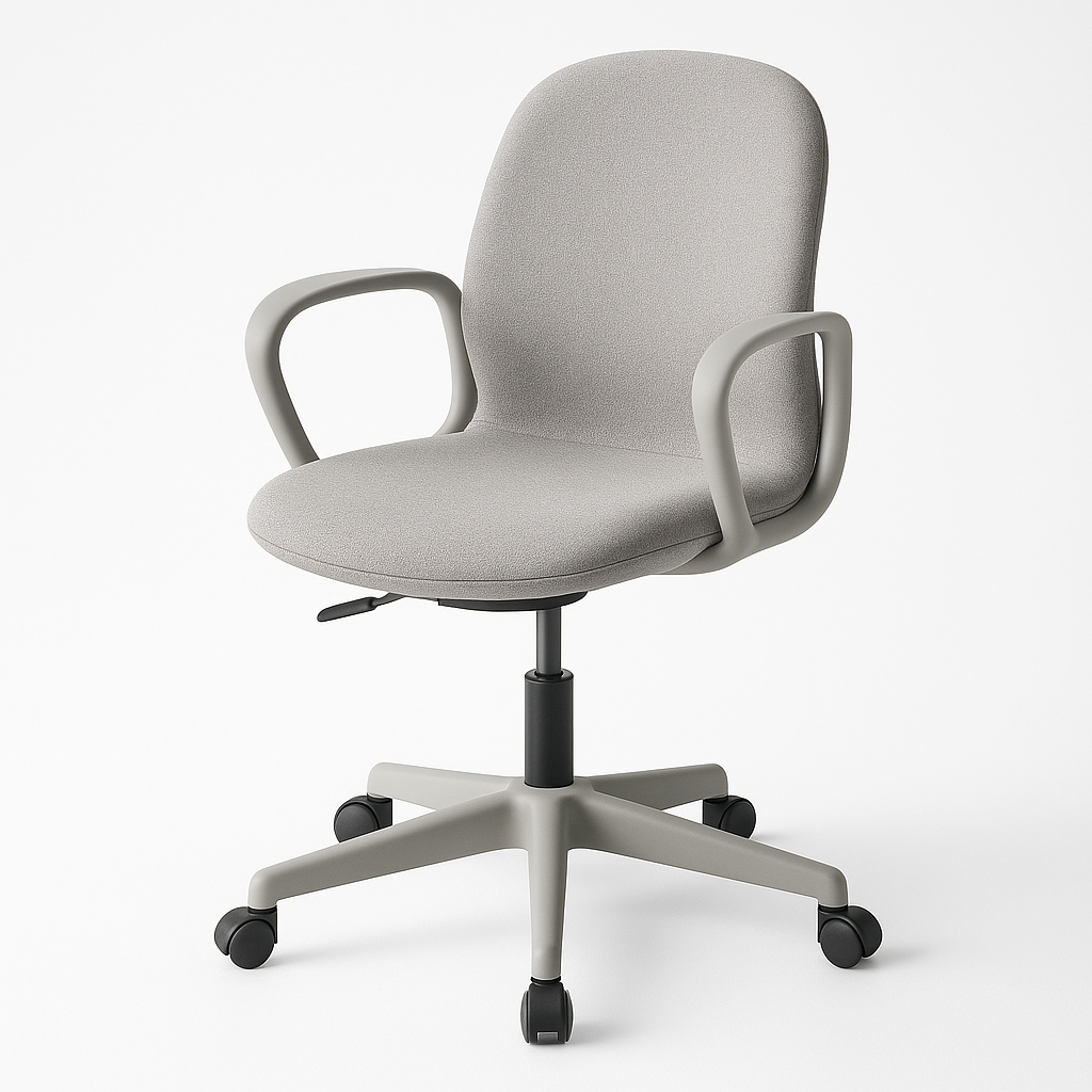 Silla ergonómica compacta y ajustable con ruedas, perfecta para espacios pequeños, escritorios de estudio o estudiantes.