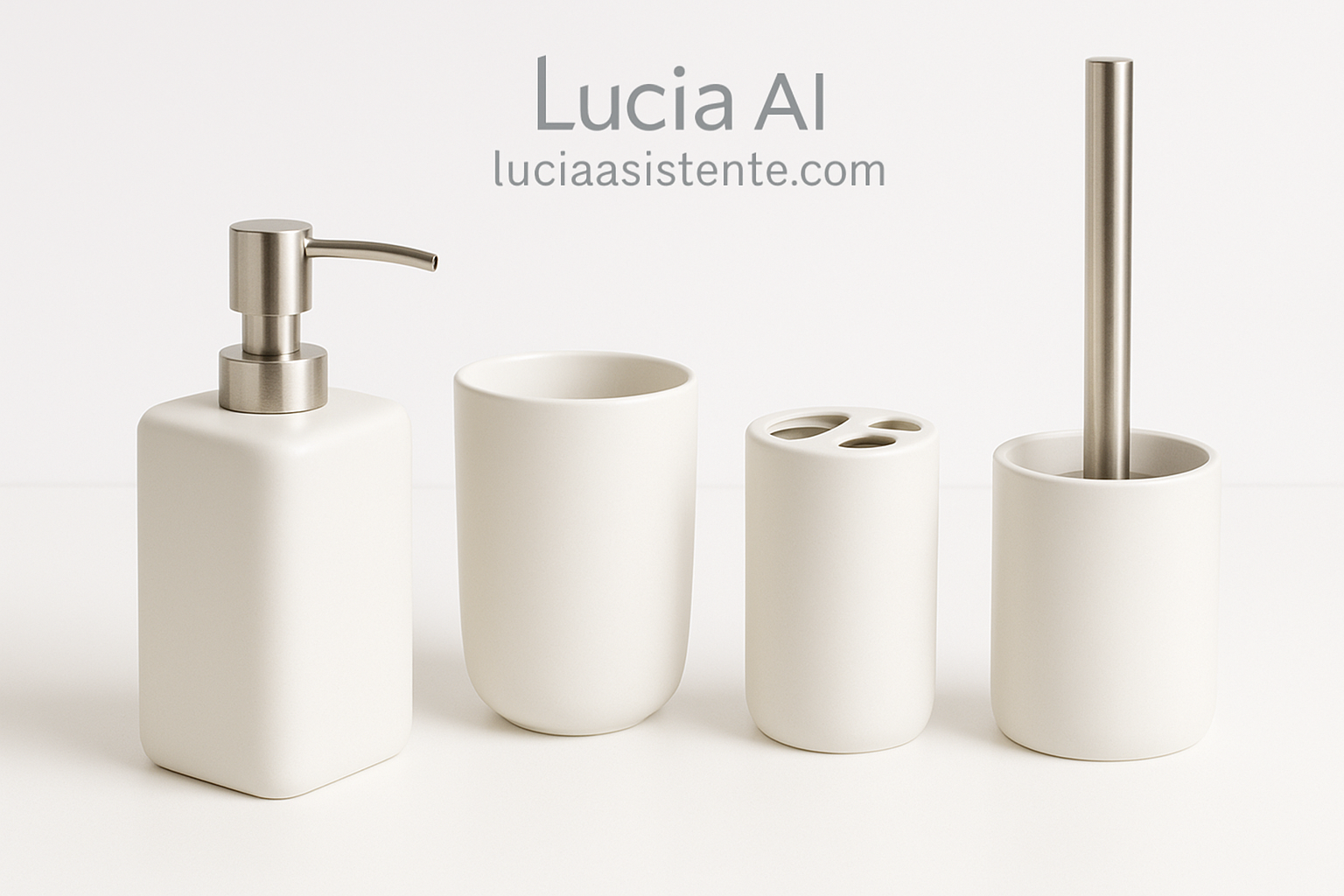 Accesorios de baño elegantes como dispensador de jabón y porta cepillos