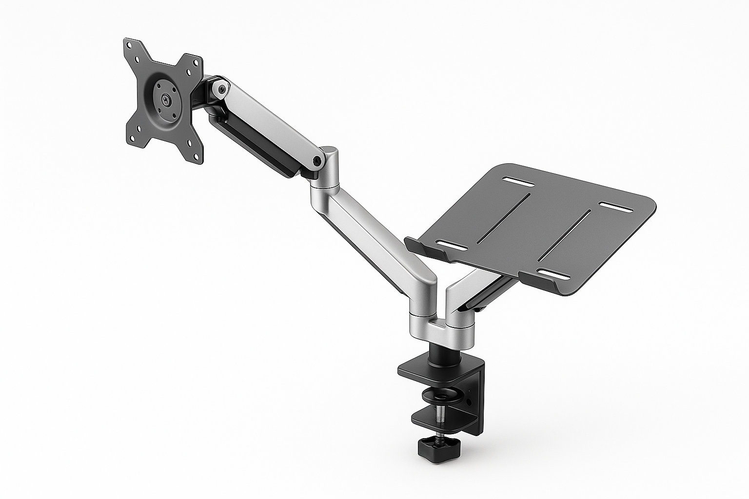 Soporte doble para monitor y laptop. Ideal para quienes trabnajan con doble herramientas.