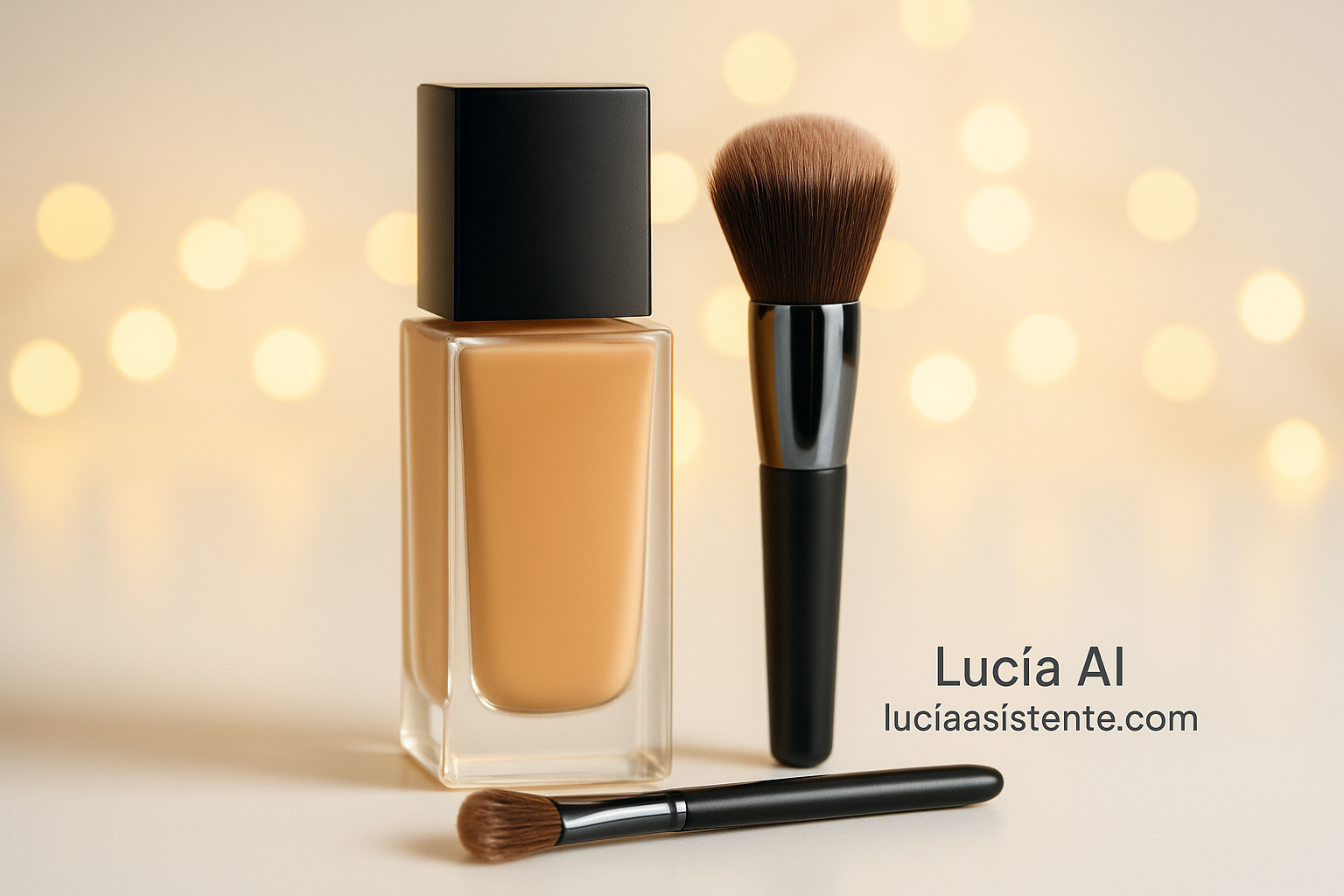 Base de maquillaje líquida en frasco de vidrio.