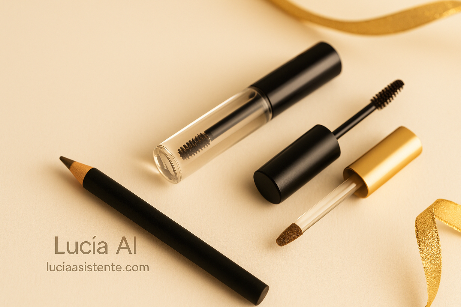 Lápiz de cejas y gel fijador transparente.