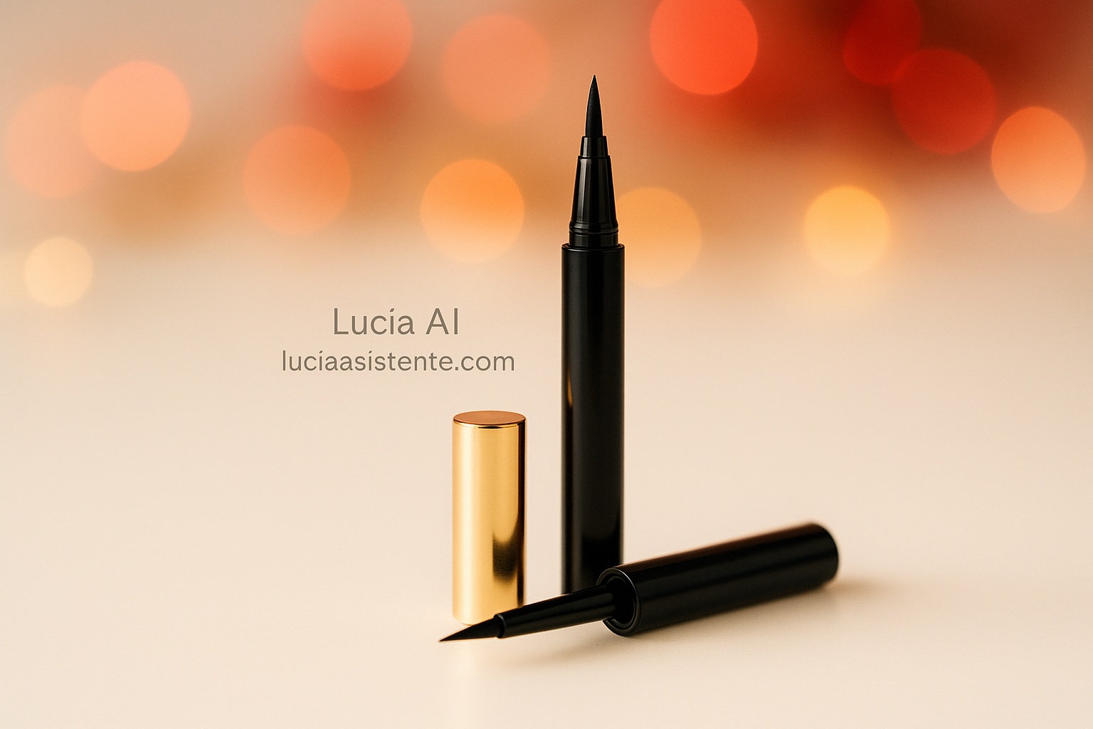 Eyeliner líquido negro con punta precisa.