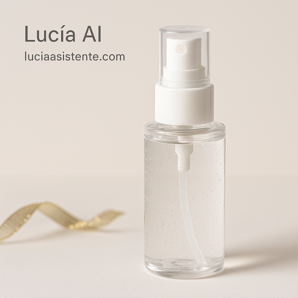 Spray fijador de maquillaje transparente.