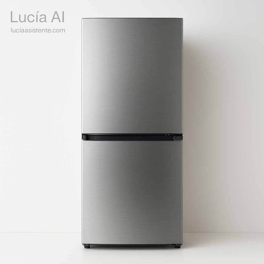 Nevera moderna de dos puertas color acero