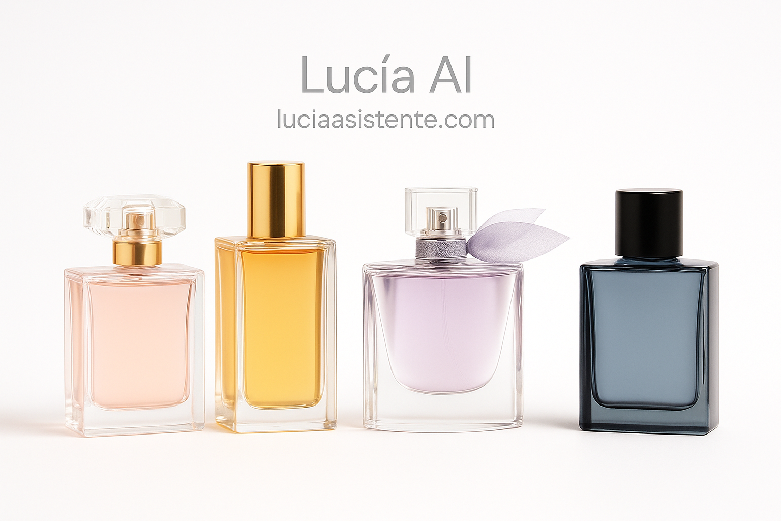 Frascos de perfume elegantes sobre fondo blanco.