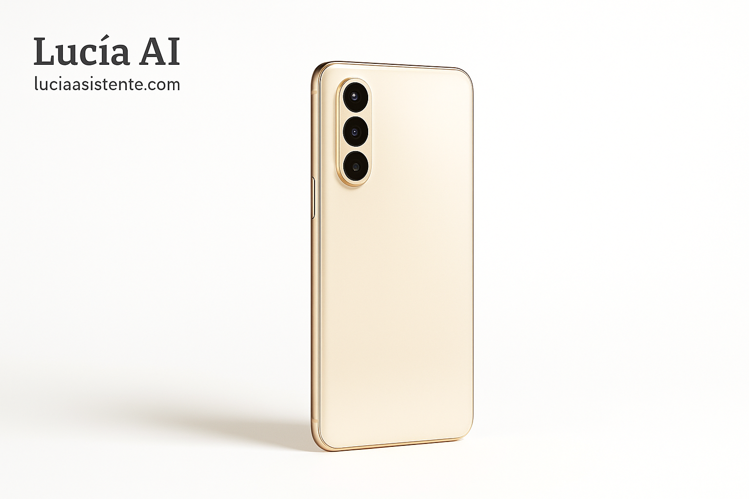 Smartphone premium tipo Oppo con acabado brillante y cámara triple.