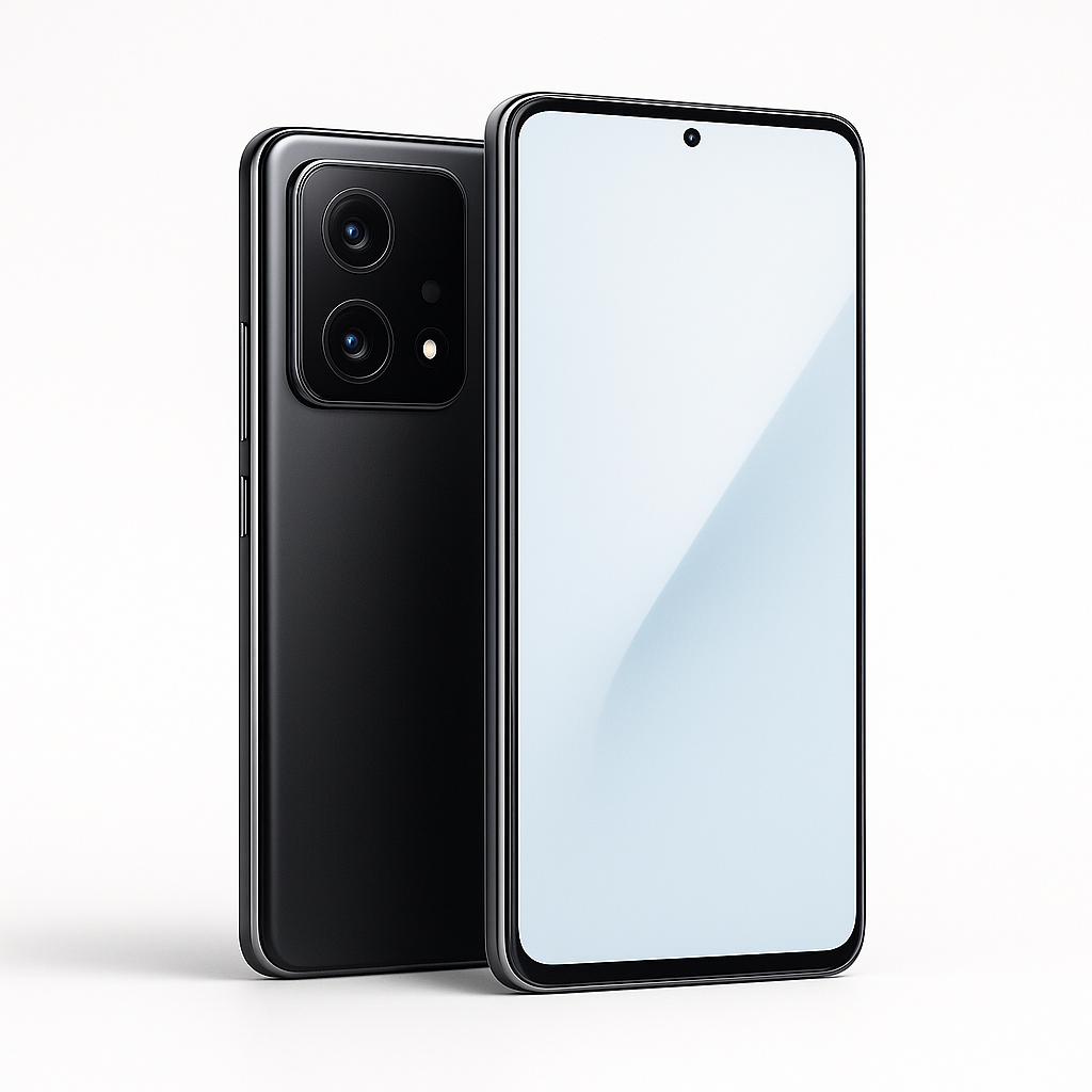 Smartphone premium tipo Xiaomi con tres cámaras y diseño curvo.