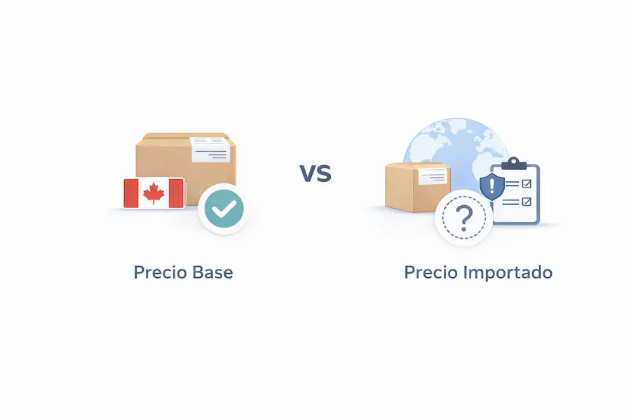 Comparativa entre vendedor canadiense y producto importado
