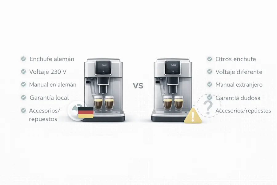 Comparativa entre versión alemana local y producto importado