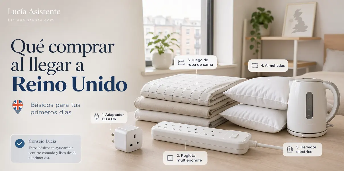 Productos básicos recomendados para empezar al llegar a Reino Unido en una habitación o piso compartido