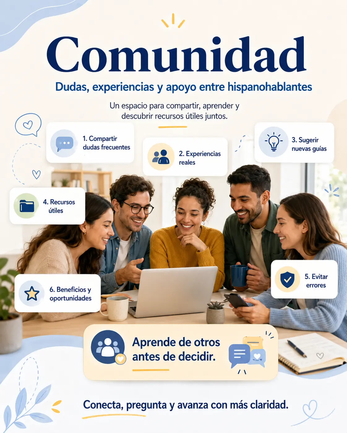 Grupo de personas compartiendo experiencias e ideas